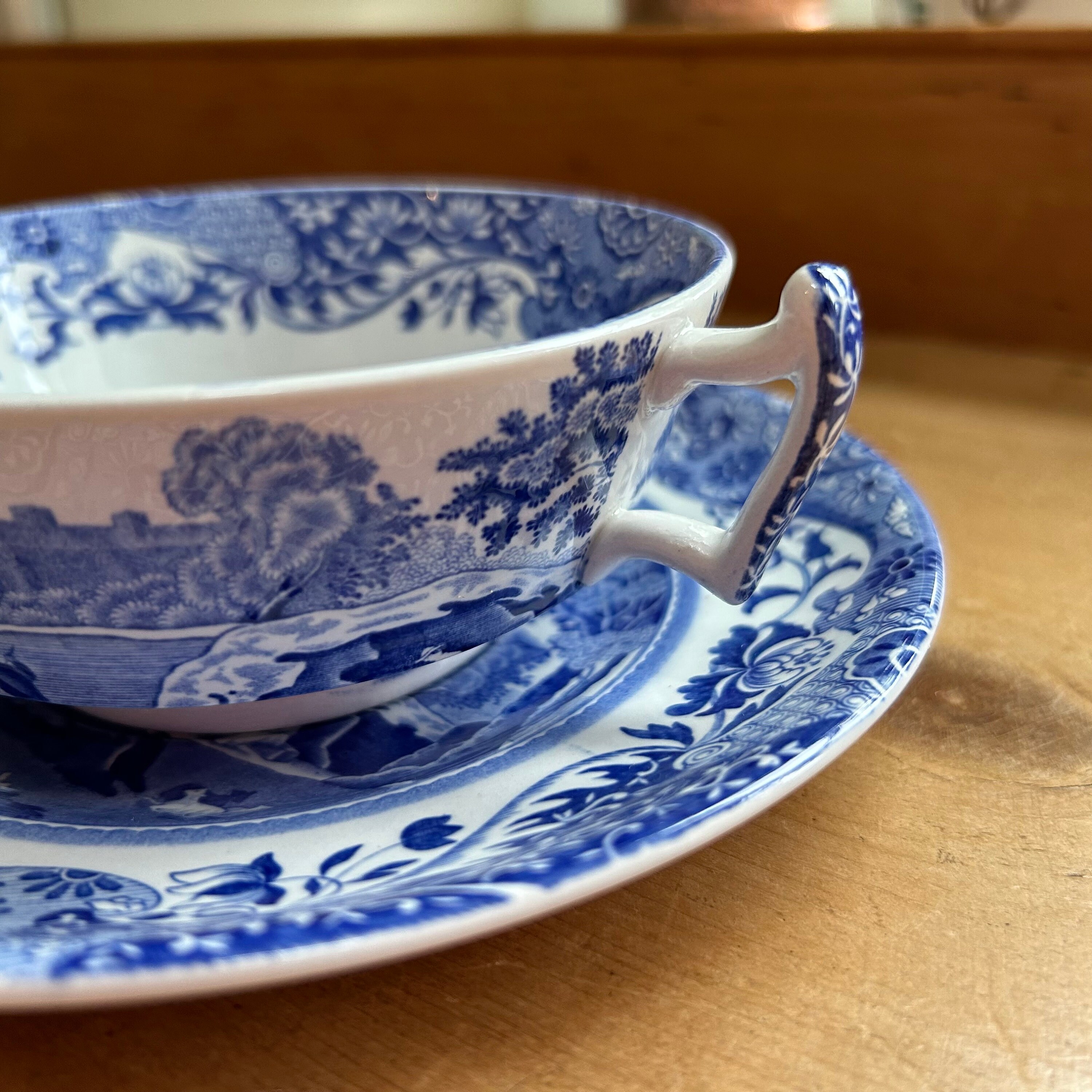レア！！spode スポード　大きなボウル　ブルーホワイト Vintage Spode Blue Italian Soup Bowl or Lug With Stand W18cm
