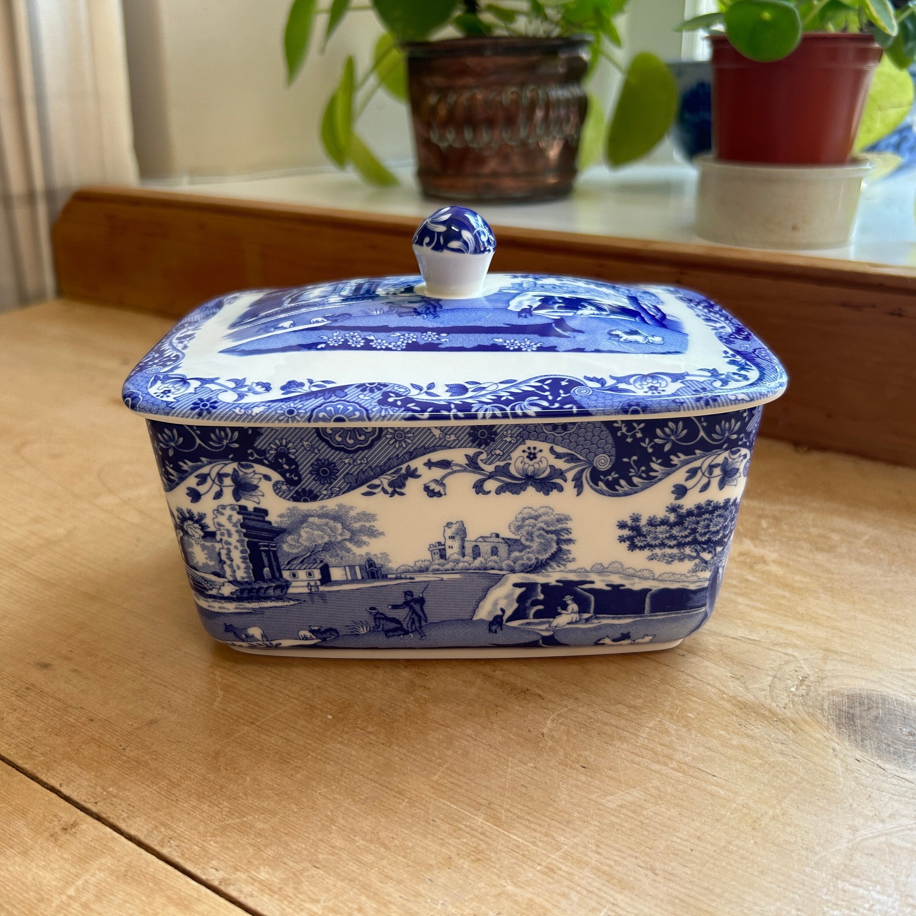 Spode Blue White Butter Dish Vintage Spode Blue Italian