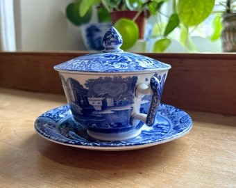 Vintage Copeland Spode Blue Italian Chocolate Cup and Saucer W14