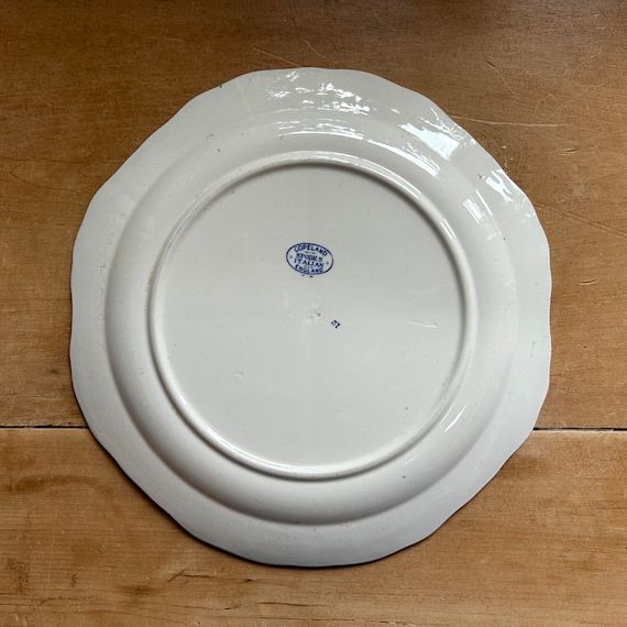 Vintage Copeland Spode Blue Italian Octagonal Sandwich Plate W25cm