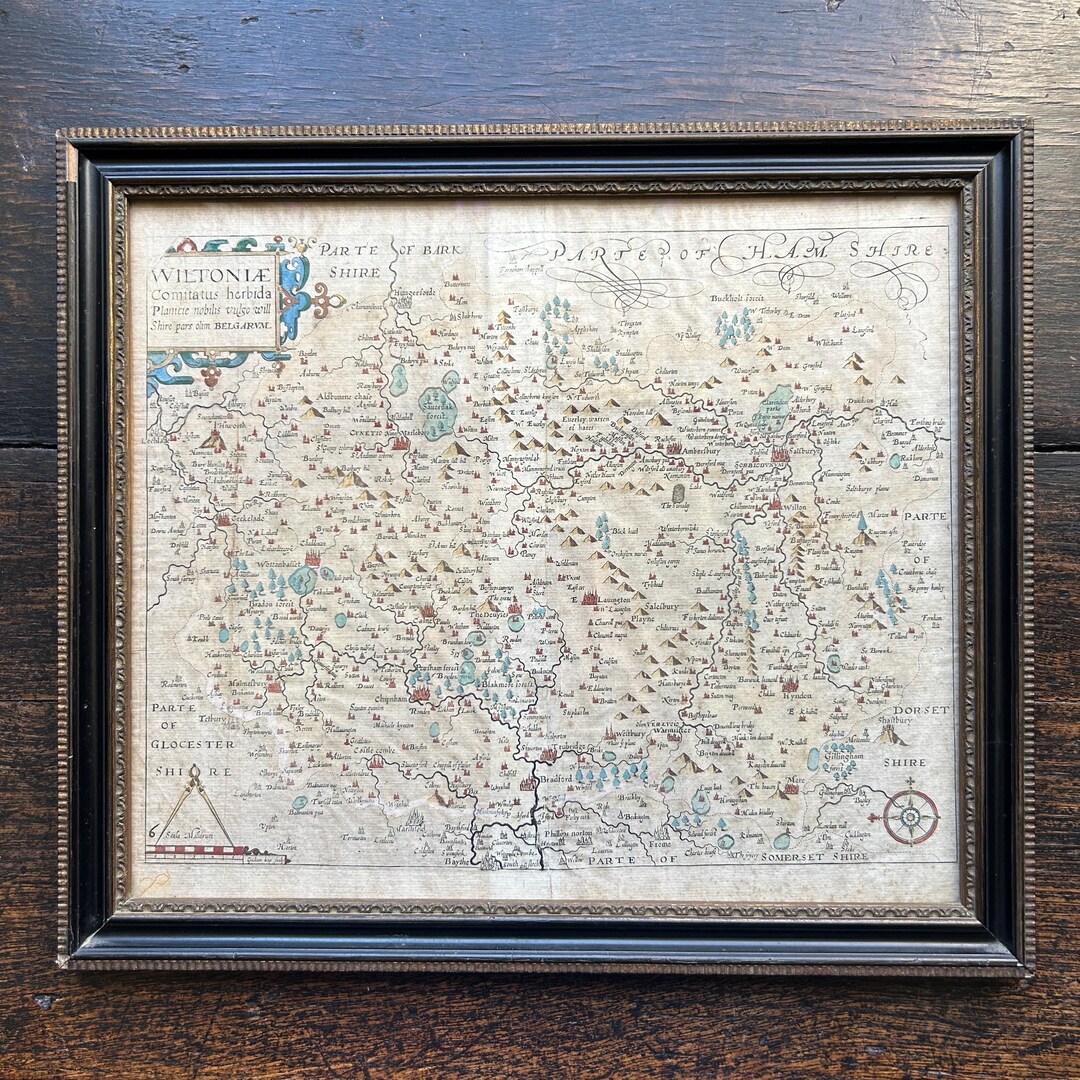 Antique Jacobean Map of Wiltoniae (wiltshire) by William Kyp, England ...