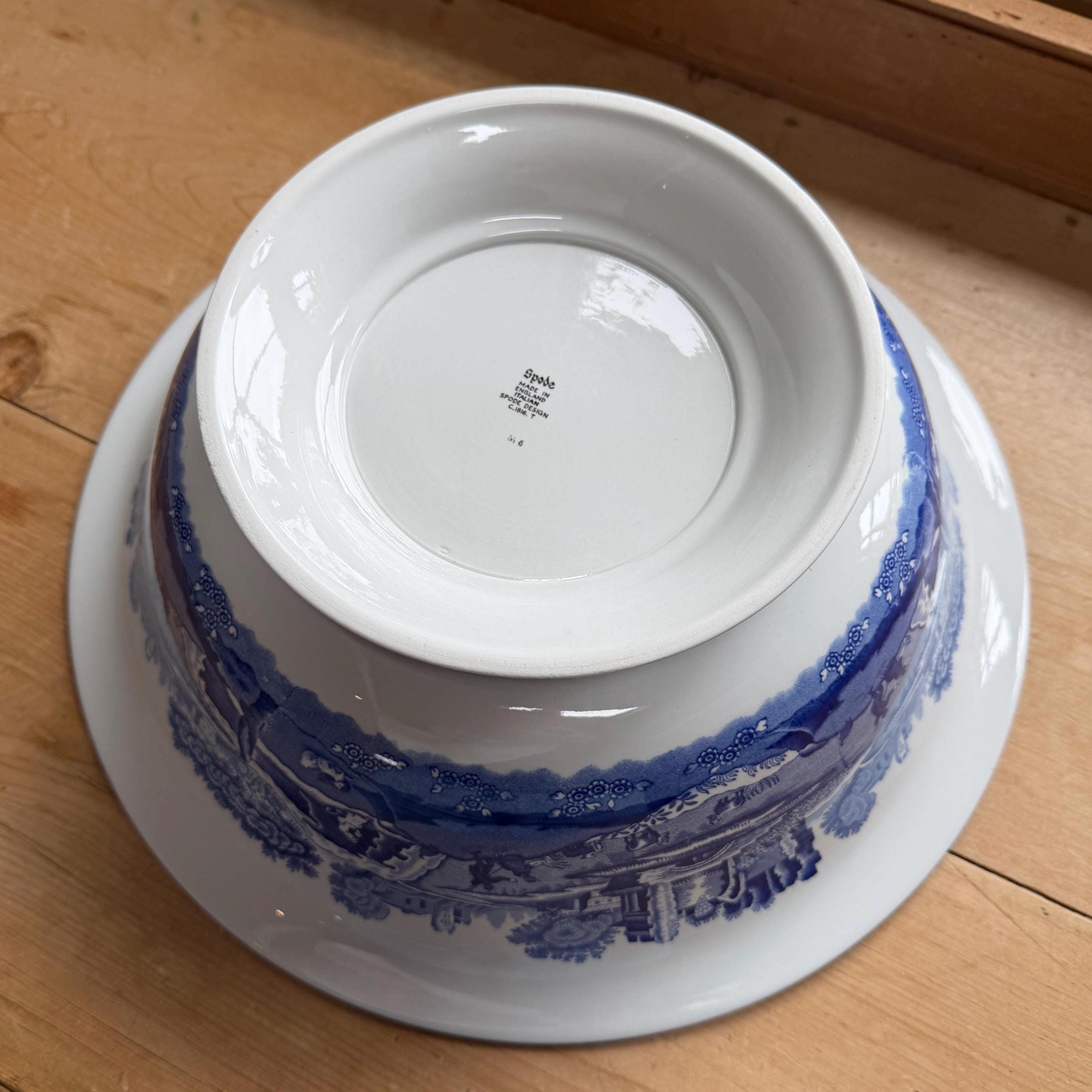 Vintage Spode Blue Italian Chamber Washing Bowl and Jug Set 4.5L