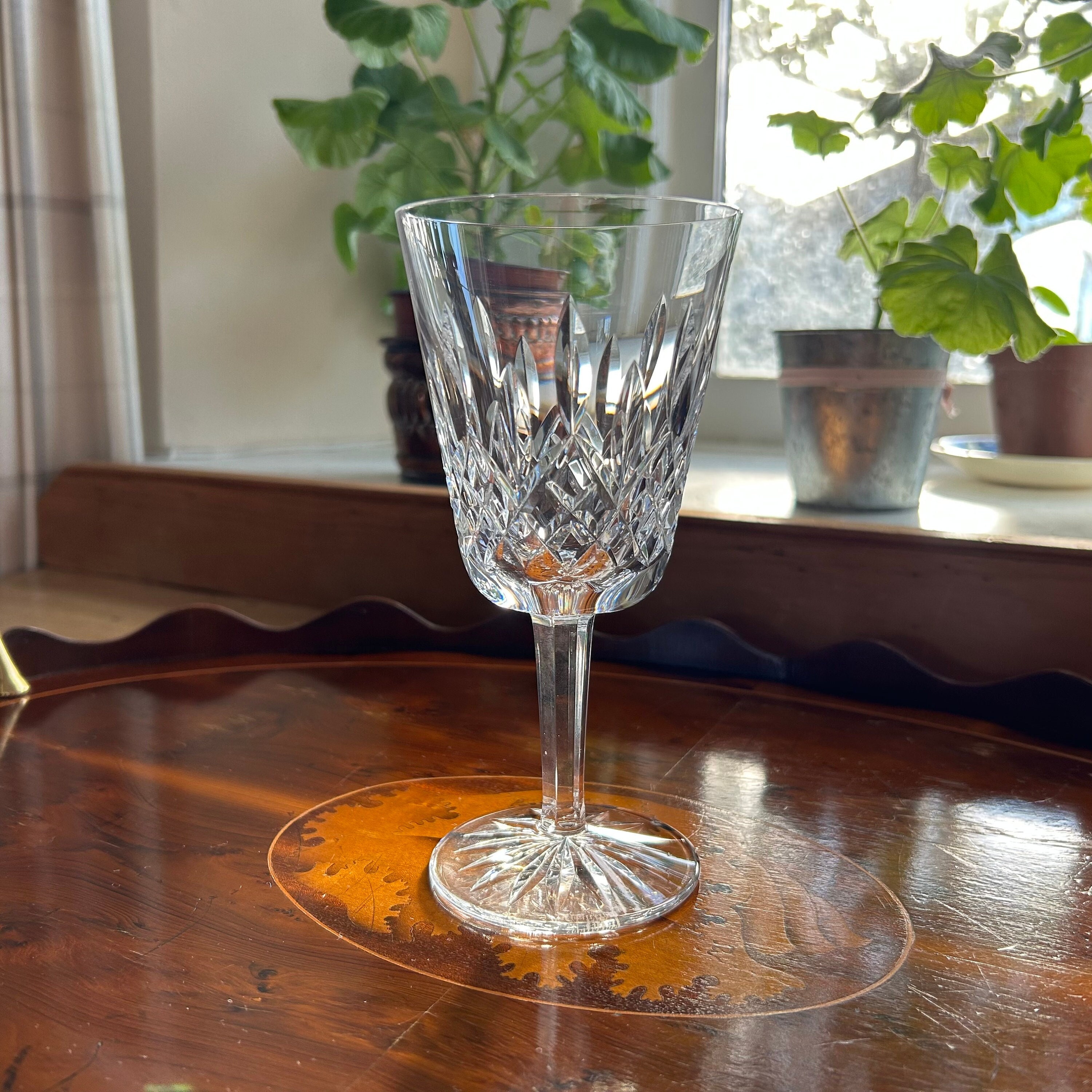 Vintage Lead Crystal Wine Glass 4 Set Sturdy Thick Tall Champagne