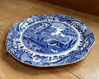Vintage Copeland Spode Blue Italian Octagonal Sandwich Plate W25cm, England bf1940