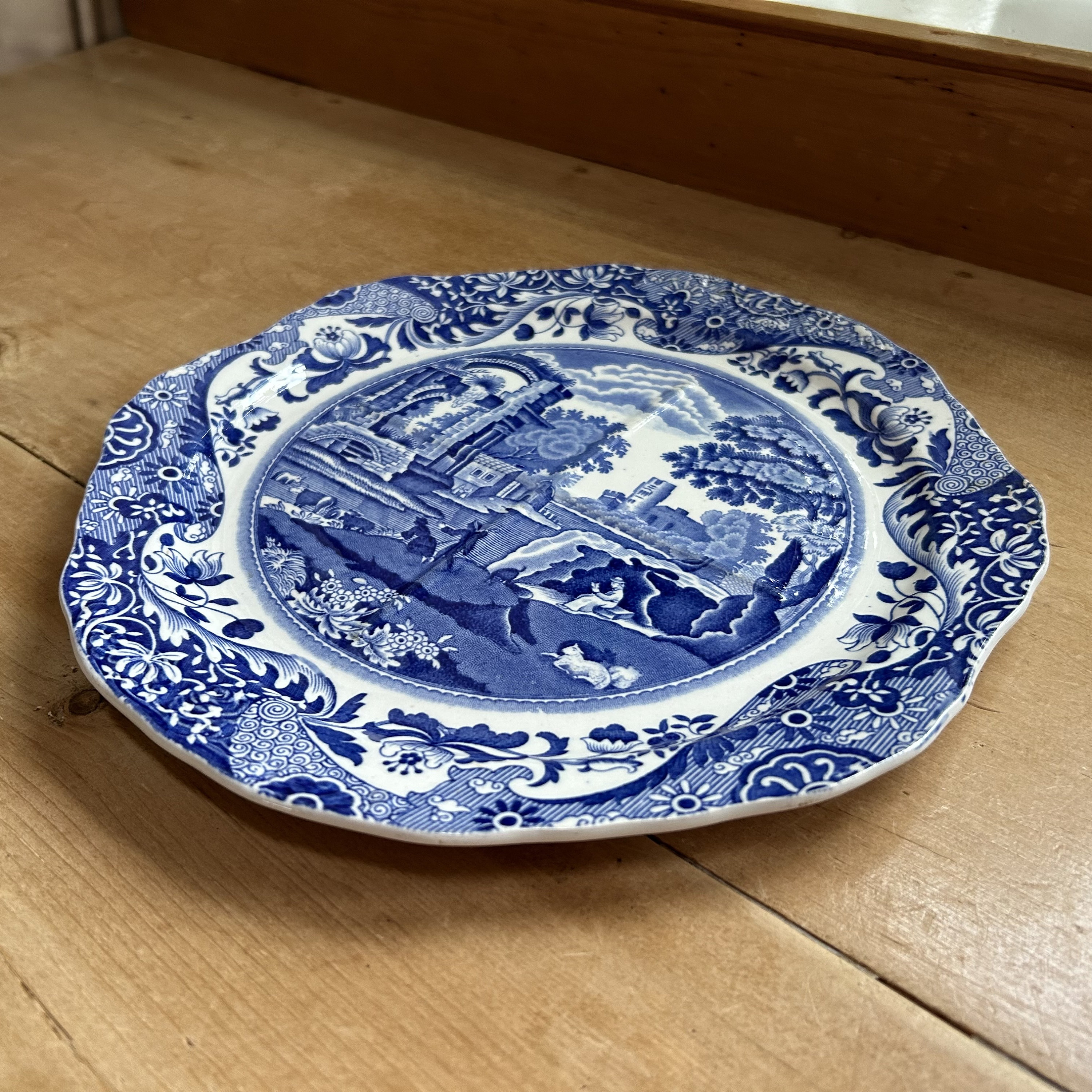 Vintage Copeland Spode Blue Italian Octagonal Sandwich Plate W25cm