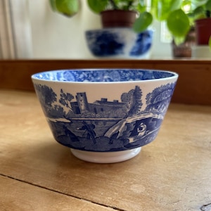 Zuccheriera vintage Copeland Spode blu italiana, larghezza 12,5 cm, Inghilterra, 1970 circa