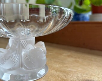 Vintage Lalique Nogent Compote Bowl by Marc With Four Sparrows