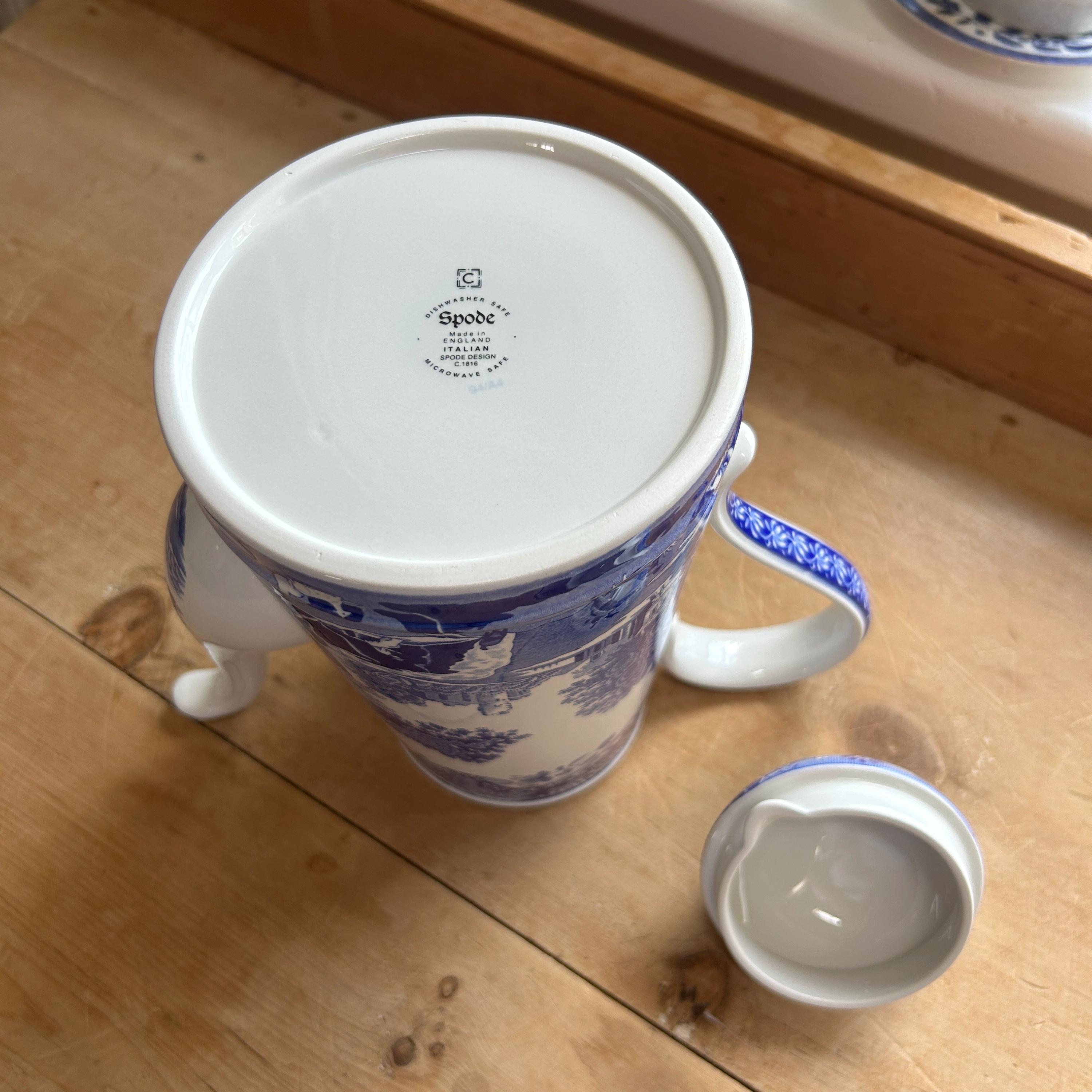 Vintage Spode Blue Italian Ascot Coffee Pot 1.4L 2.5pt, England