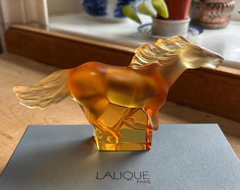 Vintage Lalique Kazak Galloping Horse by Marie-claude in Golden