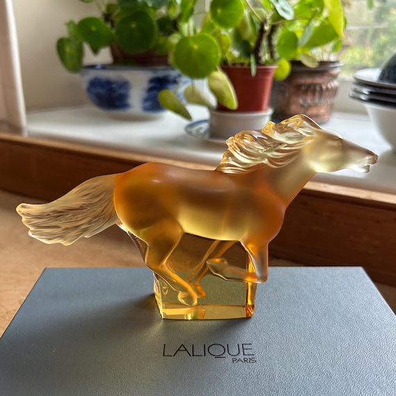 Vintage Lalique Kazak Galloping Horse by Marie-claude in Golden