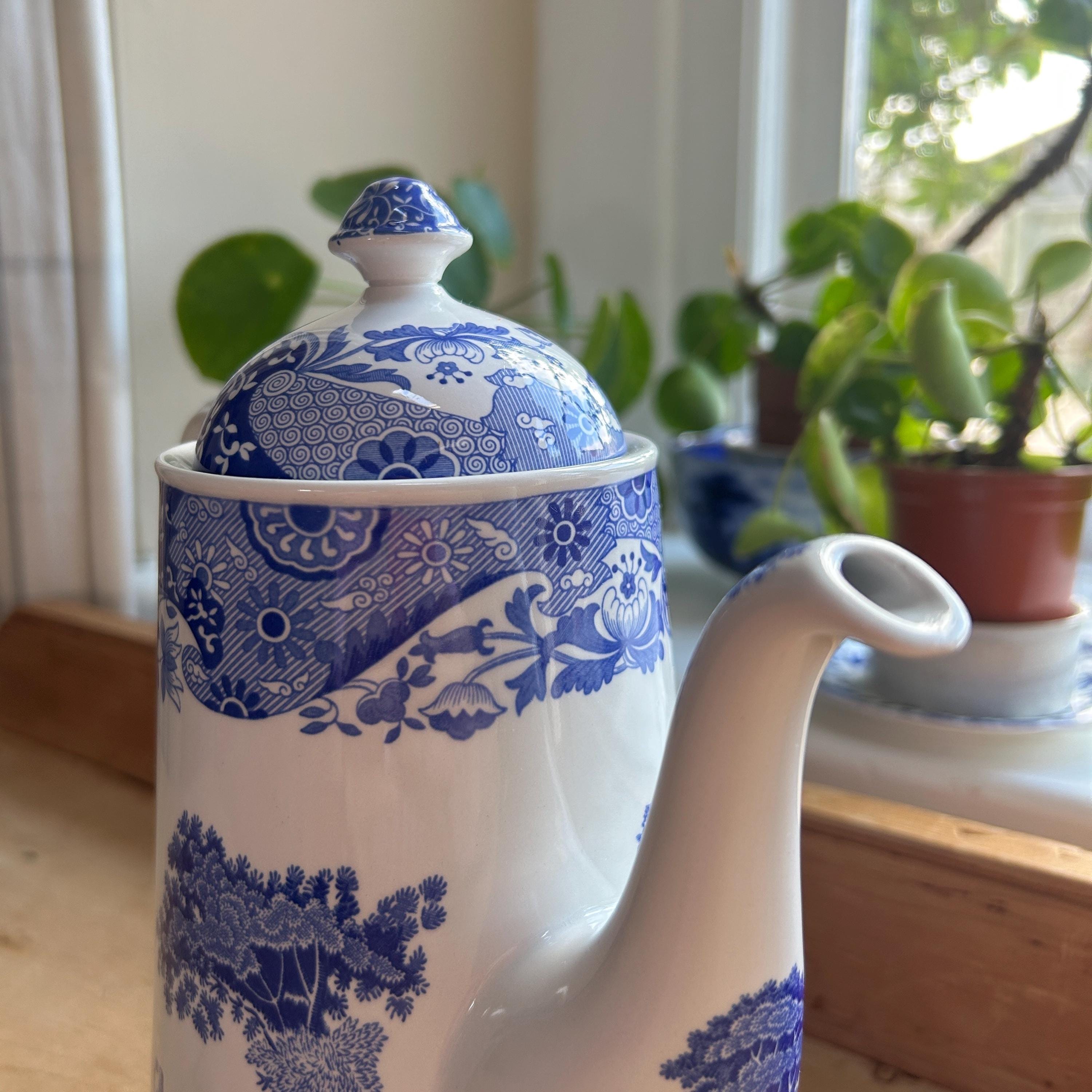 Vintage Spode Blue Italian Ascot Coffee Pot 1.4L 2.5pt, England