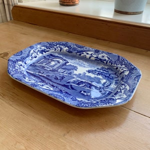 Copeland Spode, England vintage before 1970 medium meat or serving platter, dish or plate in Blue Italian pattern Width 31cm 12.2in