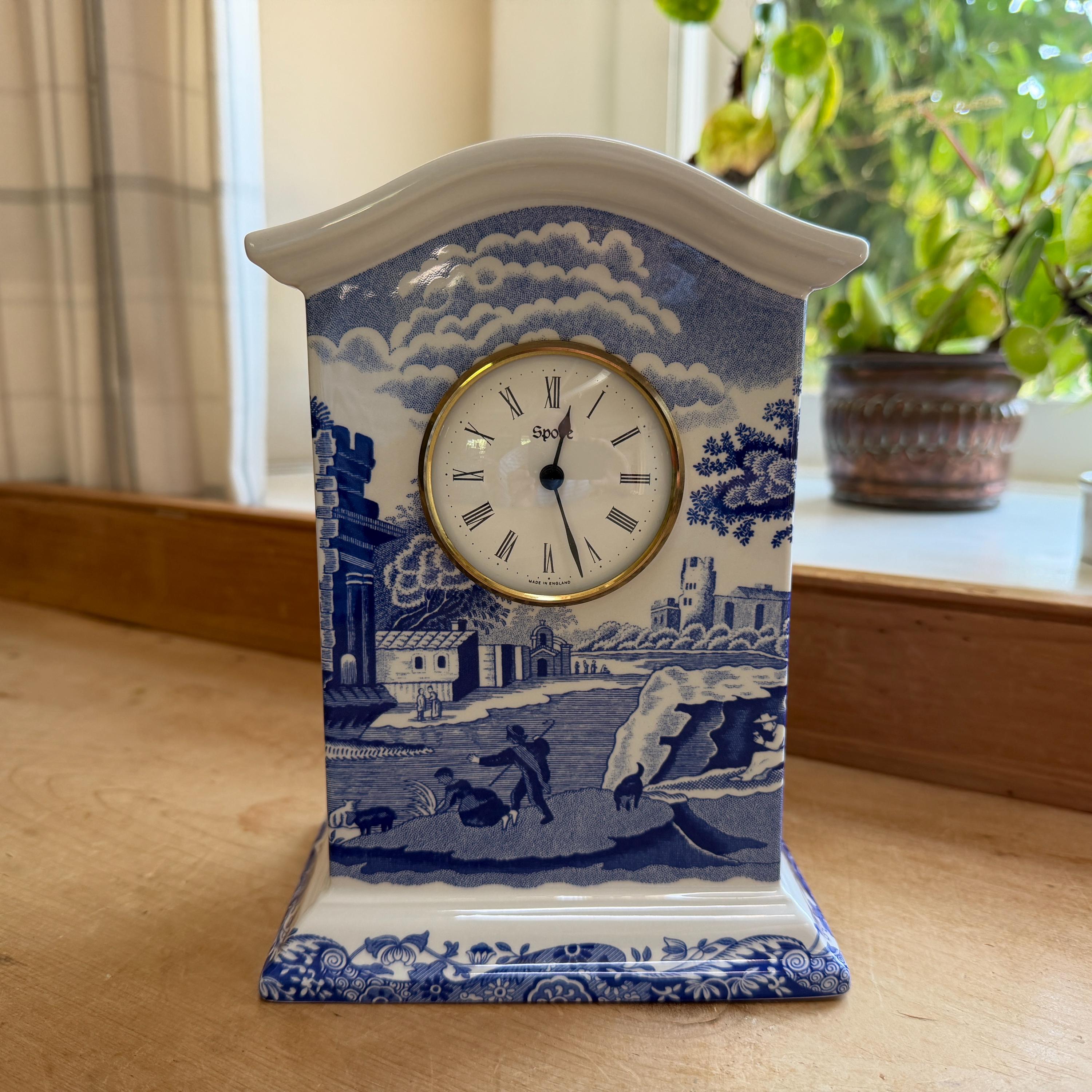 Spacca Neapolis／ヴィンテージプリント／スフォデラート／ブルー Vintage Spode Blue Italian Large Mantel Clock Ltd Edn 715/1950