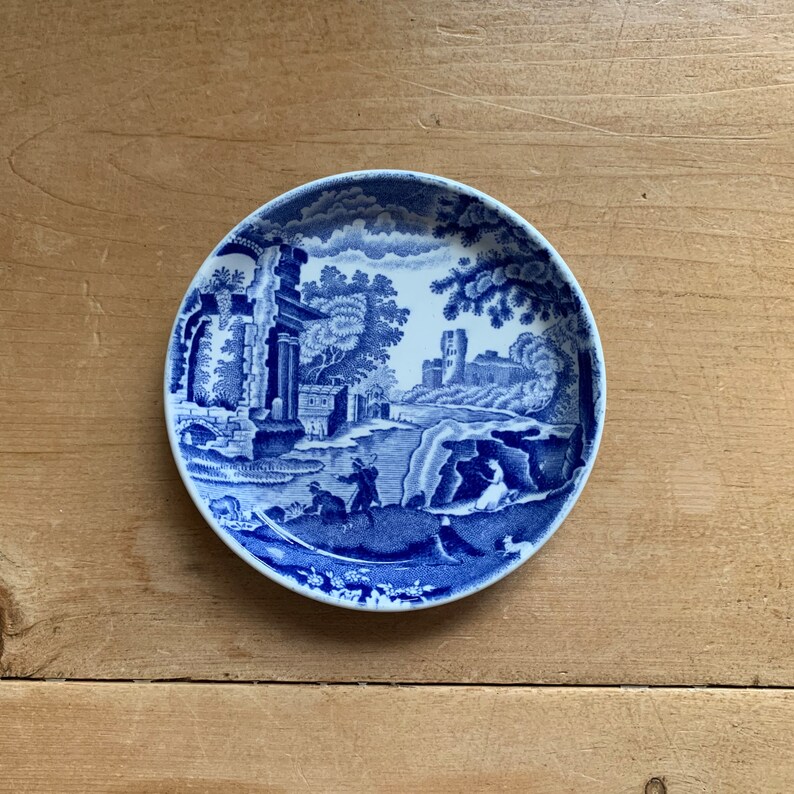 Spode Pin Vintage Copeland Spode Blue Italian Coaster or Pin Dish W10cm, England ...