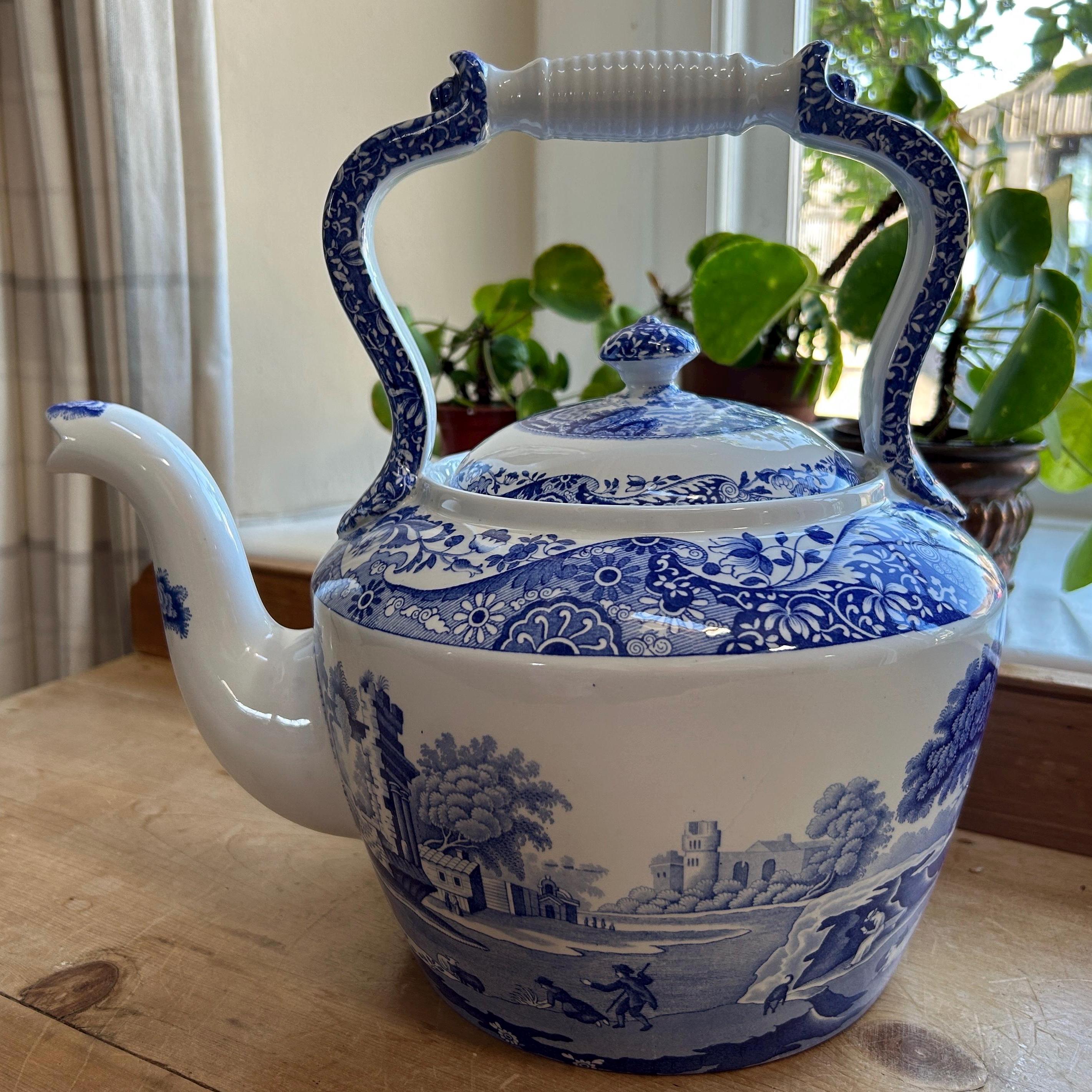Vintage Spode Blue Italian Very Large Kettle 4.6L 8pt, England