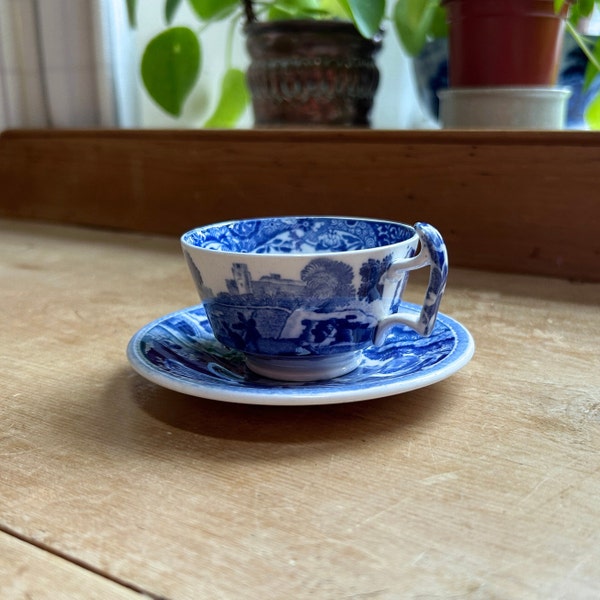 Copeland Spode, England vintage before 1970 100ml 3.5floz small/demitasse half-cup teacup and saucer in Blue Italian Width of cup 7.5cm 3in