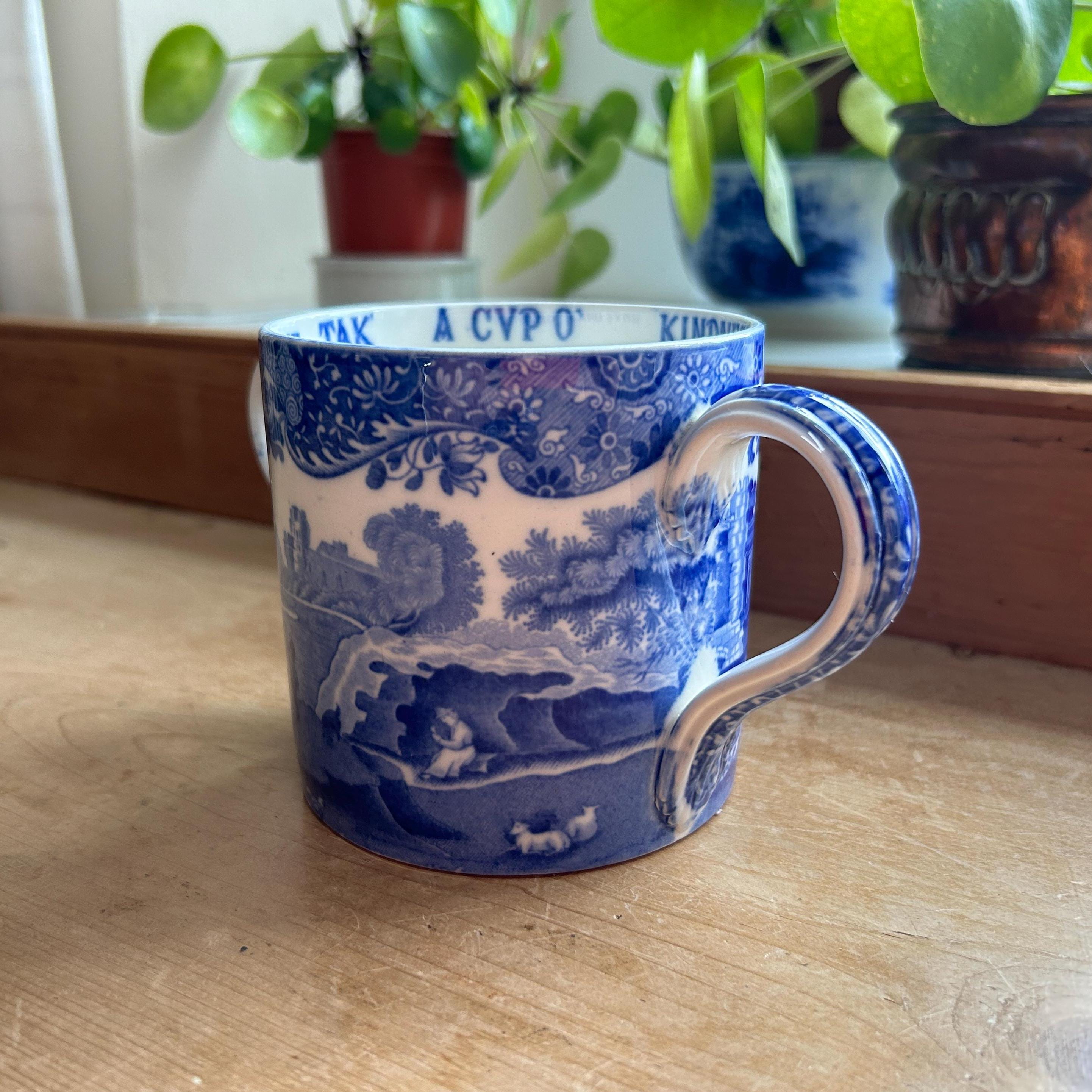 Antique Copeland Spode Blue Italian Double Handled Cup 'avld Lang