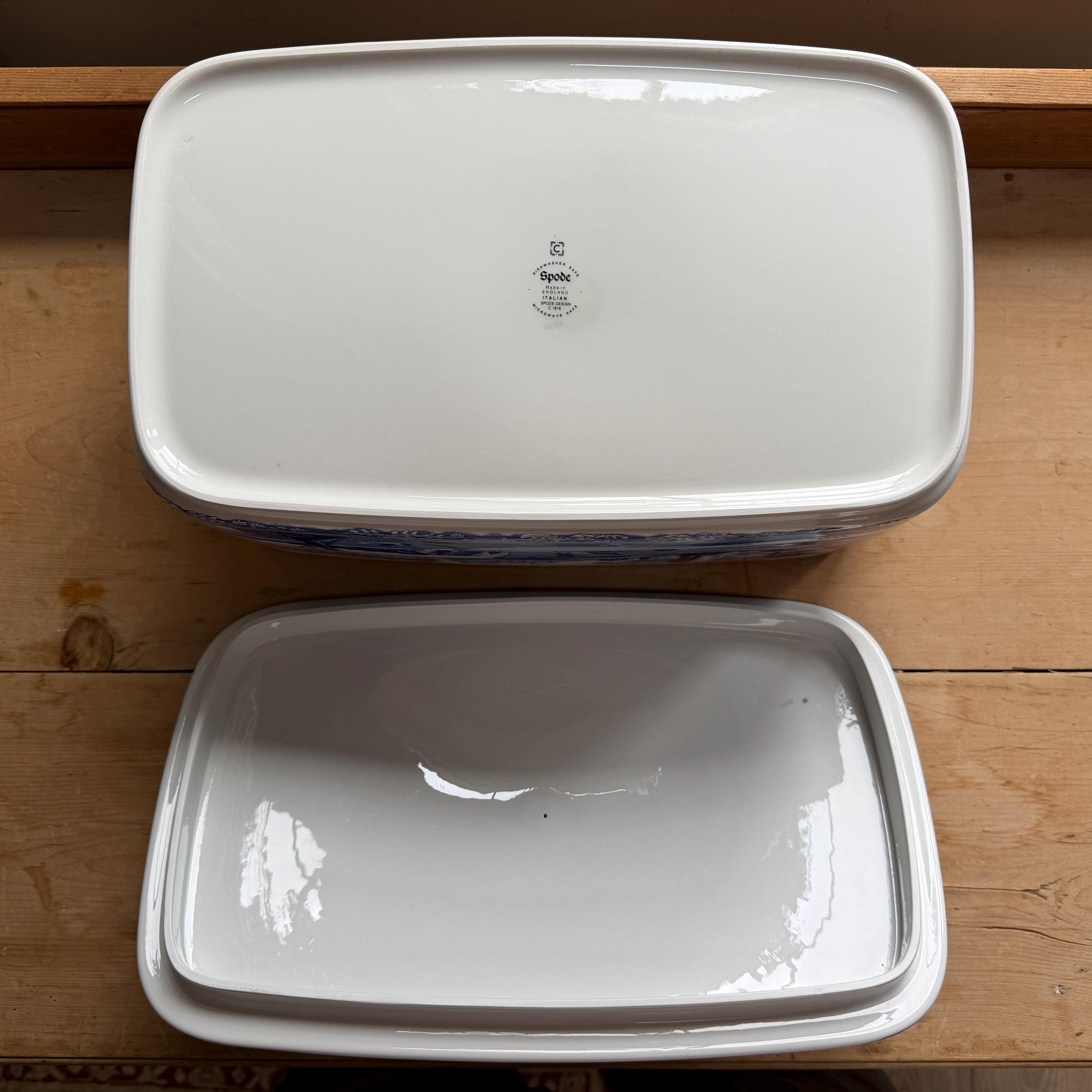Vintage Spode Blue Italian Large Straight Side Bread Box or Bin