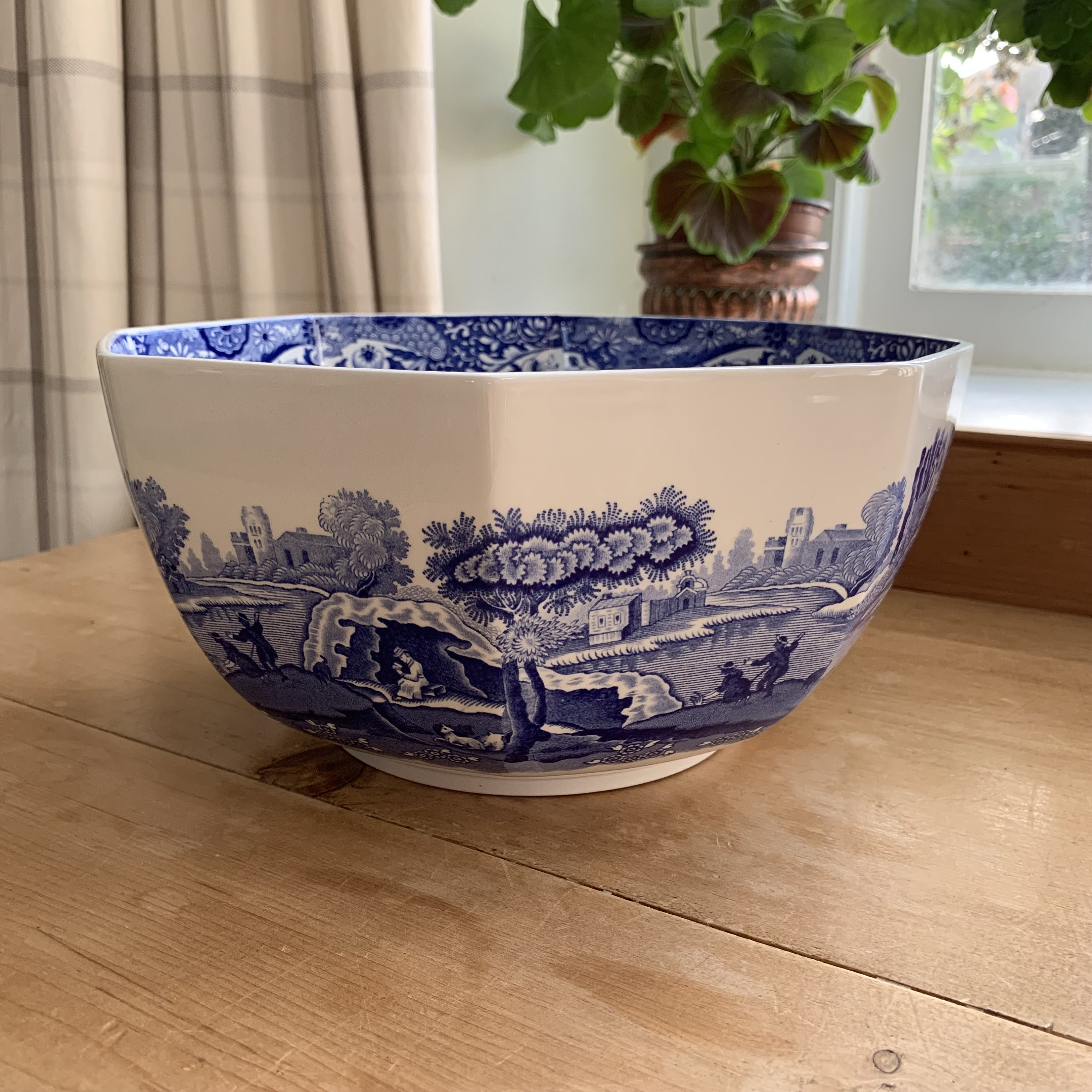 【レア美品】英国製　スポード ★ブルーイタリアン★ラージボウル ヴィンテージ スポード ブルーイタリアン ラージ 八角形 サラダ