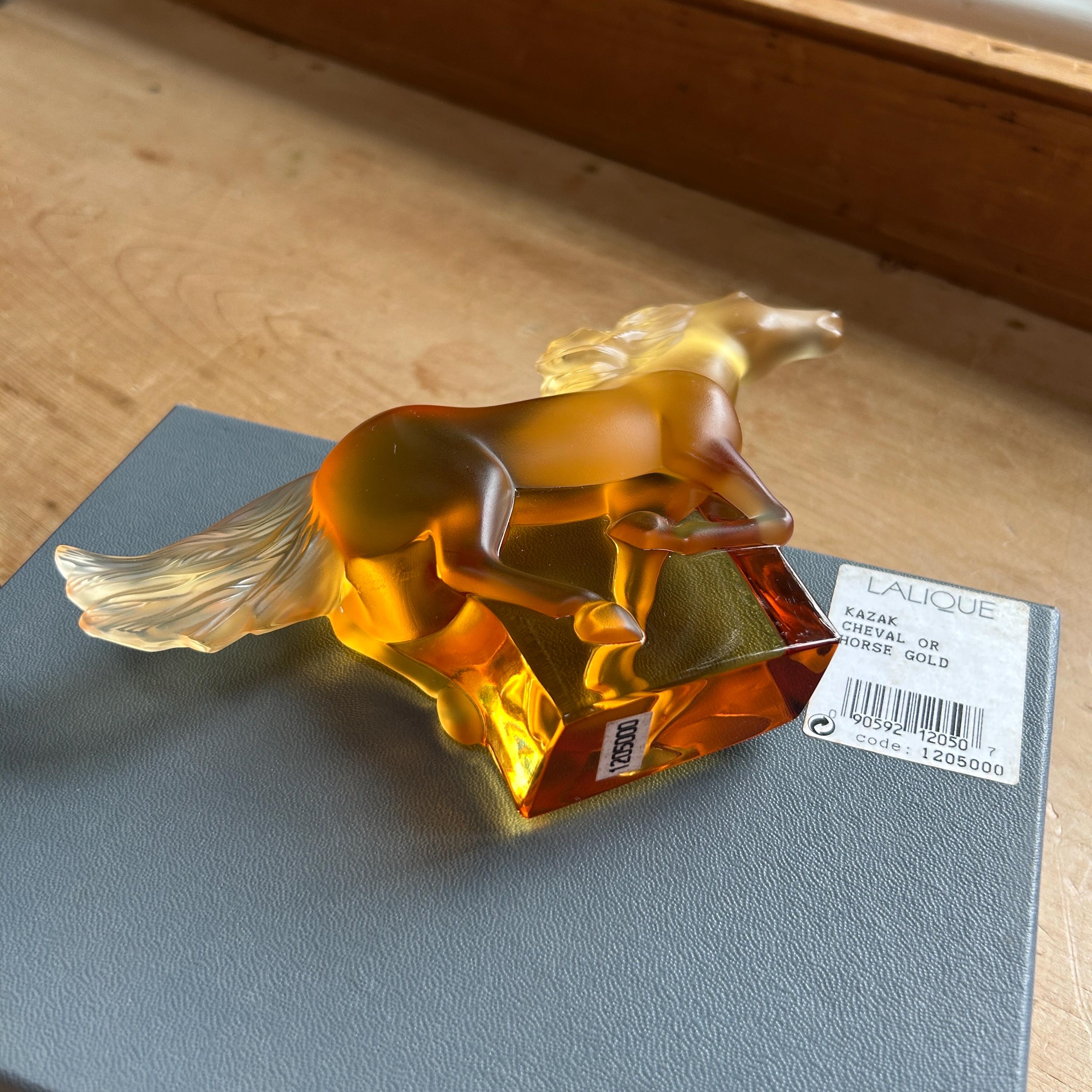 Vintage Lalique Kazak Galloping Horse by Marie-claude in Golden