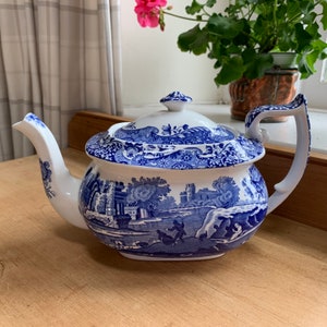 Vintage Spode Blå Italiensk Tekanna 1,1L 2pt, England 2000