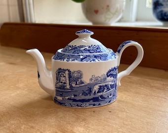 Vintage Spode Blue Italian Miniature Teapot H8.8cm, England 2000-2006