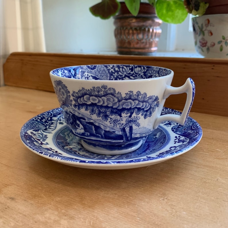 Spode Blue Italian Breakfast Cup and Saucer - Thumbnail 2