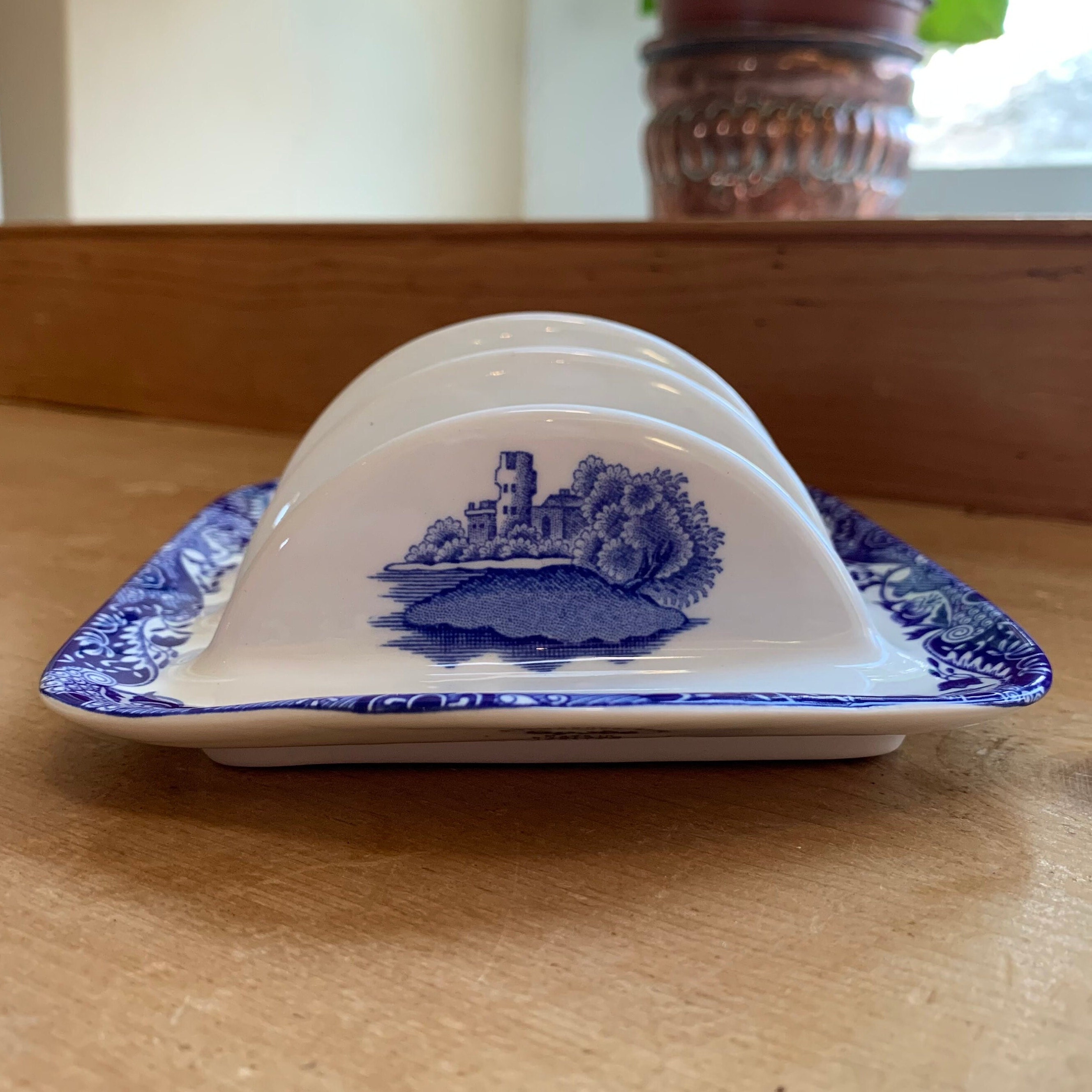 【レア美品】英国製　スポード ★ブルーイタリアン★トーストスタンド ヴィンテージ スポード ブルーイタリアン 4分割トーストラック 幅18.5
