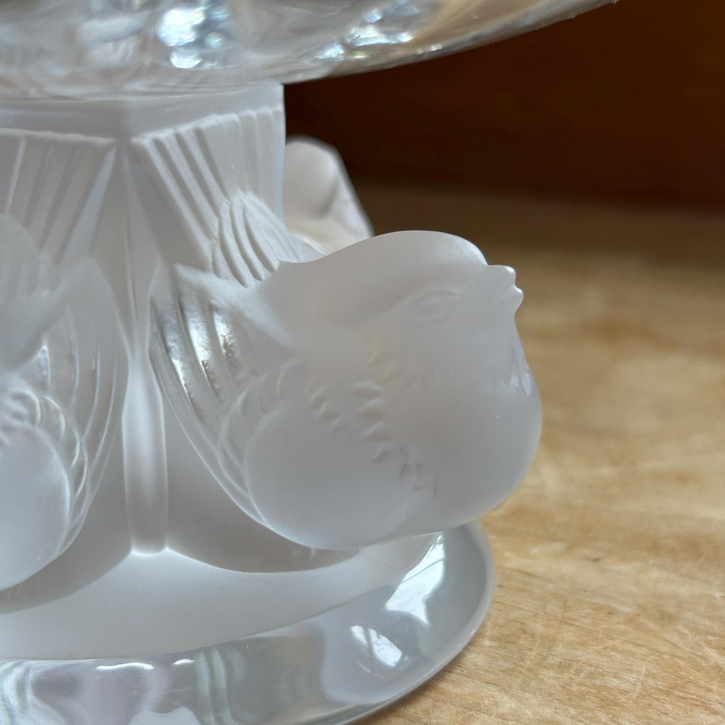 Vintage Lalique Nogent Compote Bowl by Marc With Four Sparrows