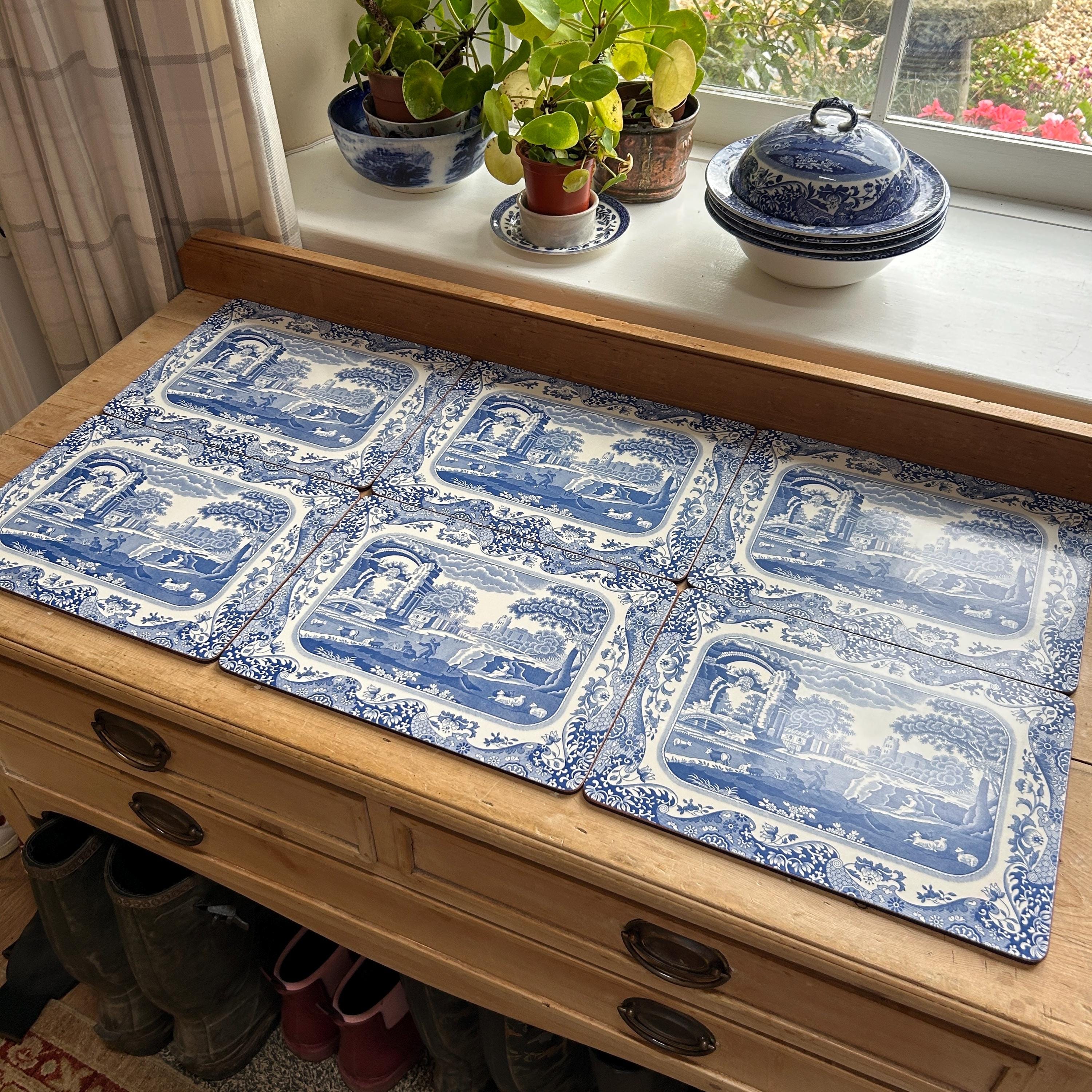 Vintage Spode Blue Italian Set of Six Place Mats W30.5cm, England