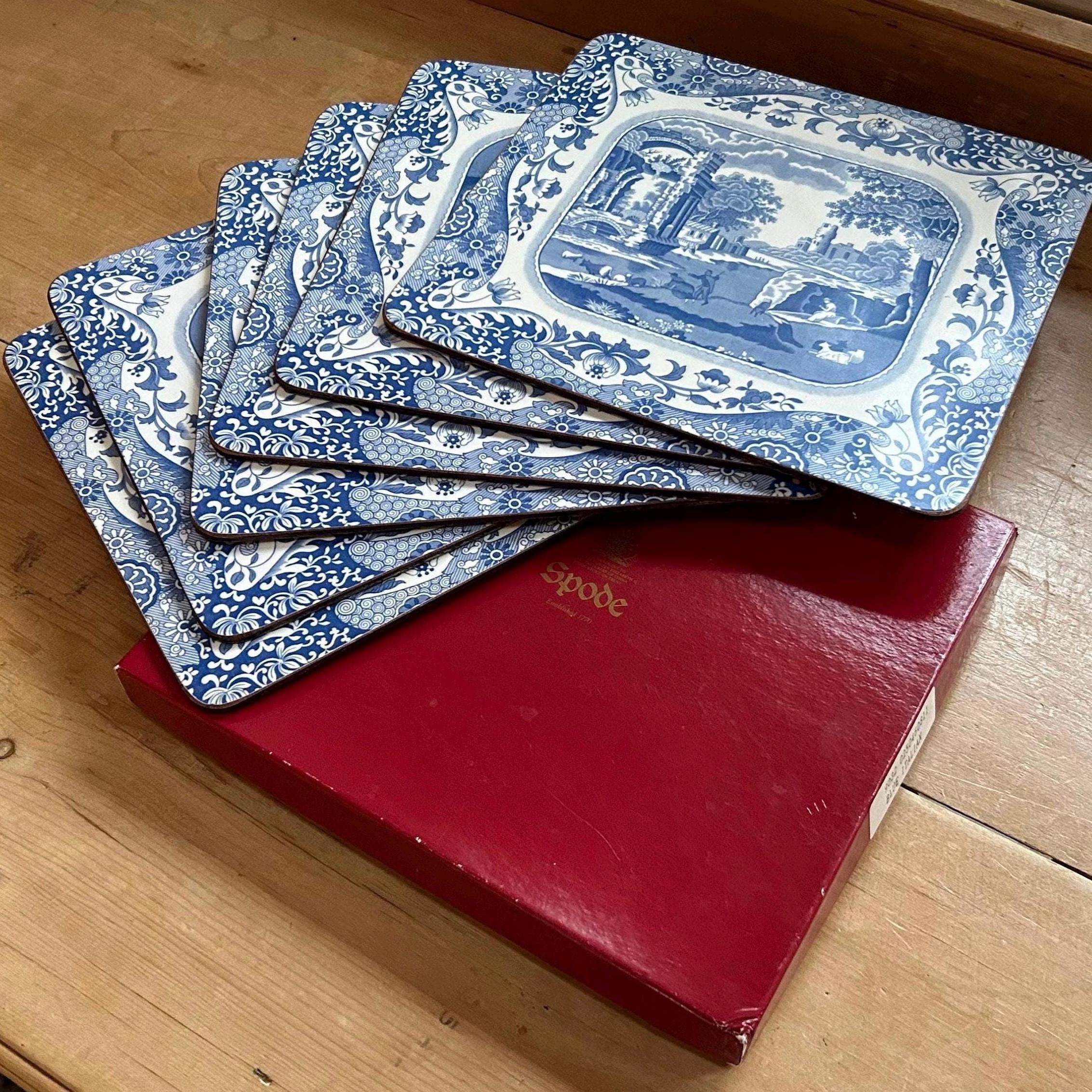 Spode Blue Italian ランチョンマット 6枚セット Vintage Spode Blue Italian Set of Six Place Mats W22cm, England