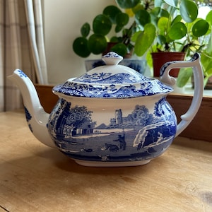 Vintage Spode Blå Italiensk Tekanna 1,1L 2pt, England 1995