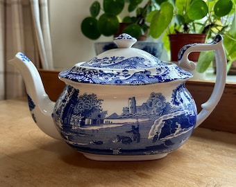 Vintage Spode Blue Italian Teapot 1.1L 2pt, England 1995