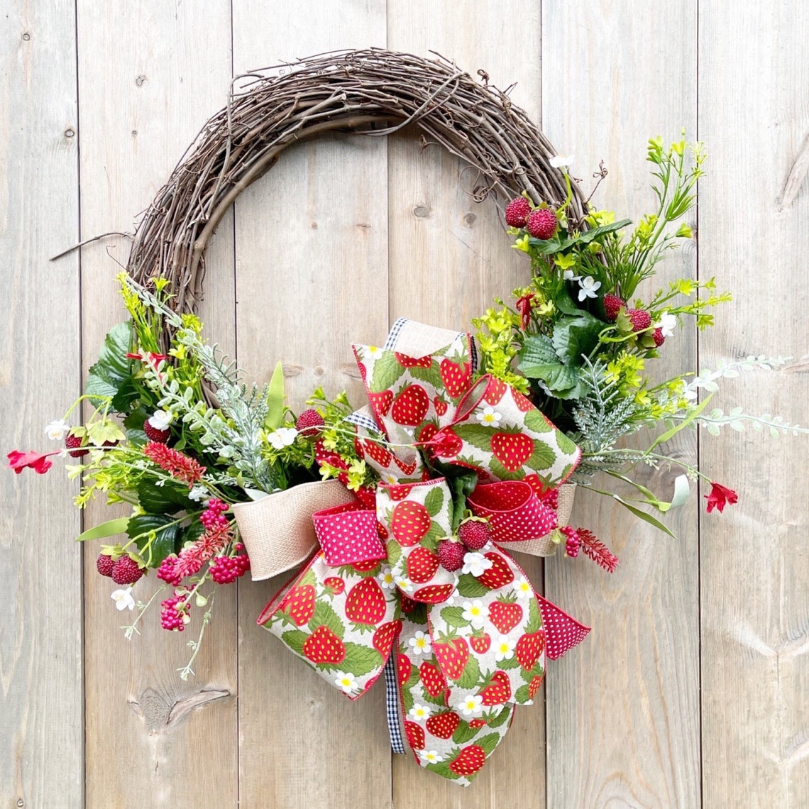 Strawberry Wreath for Front Door Fruit Wreath for Kitchen - Etsy
