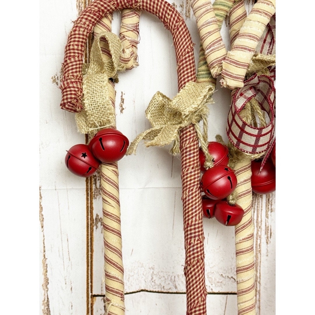 Extra Large Set of 3 Handcrafted Primitive Christmas Candy Canes ...
