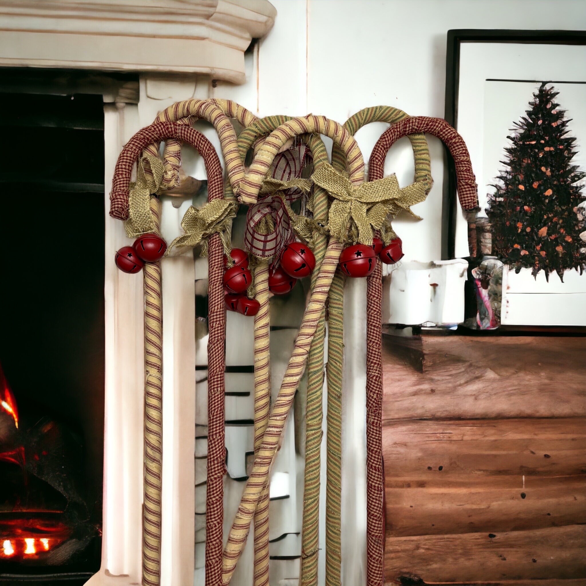 Extra Large Set of 3 Handcrafted Primitive Christmas Candy Canes ...