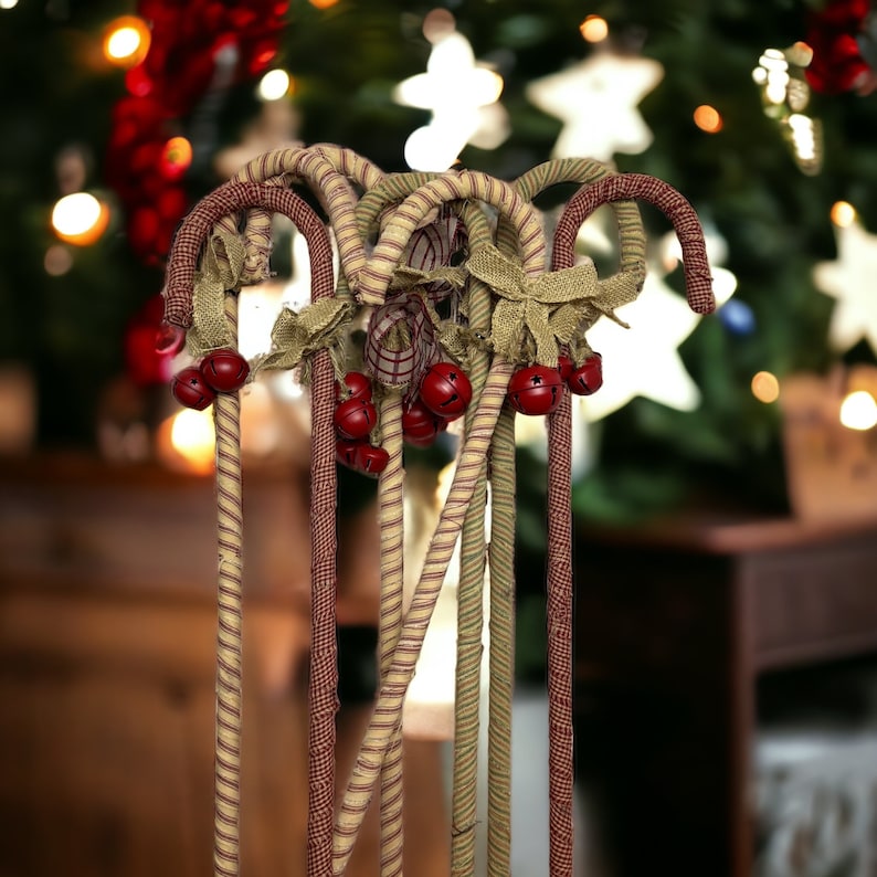 Extra Large Set of 3 Handcrafted Primitive Christmas Candy Canes ...