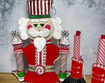 Custom Nutcracker Wreath Attachment, Unique Christmas Décor, Candy Cane Nutcracker Wreath Accessory, Christmas wreath embellishment