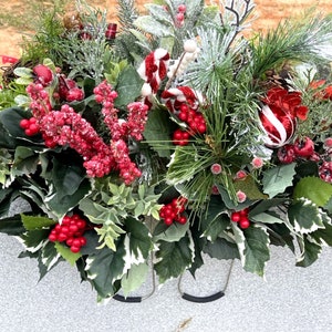 Cemetery Saddle Arrangements , Grave Winter Flowers, Headstone Decor, Funeral Flowers , Winter Cemetery Arrangement