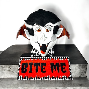 Handmade Vampire Wreath Attachment: &quot;Bite Me&quot; Halloween Decor