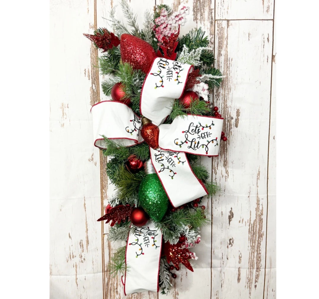 Extra large christmas lights door swag wreath for front door funny