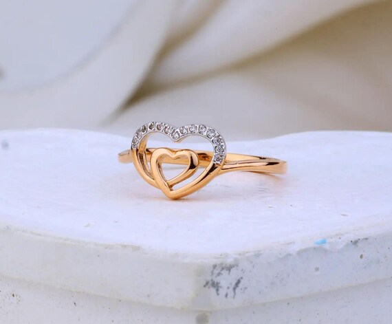14K Gold Two Tone Heart Ring | Don Roberto Jewelers