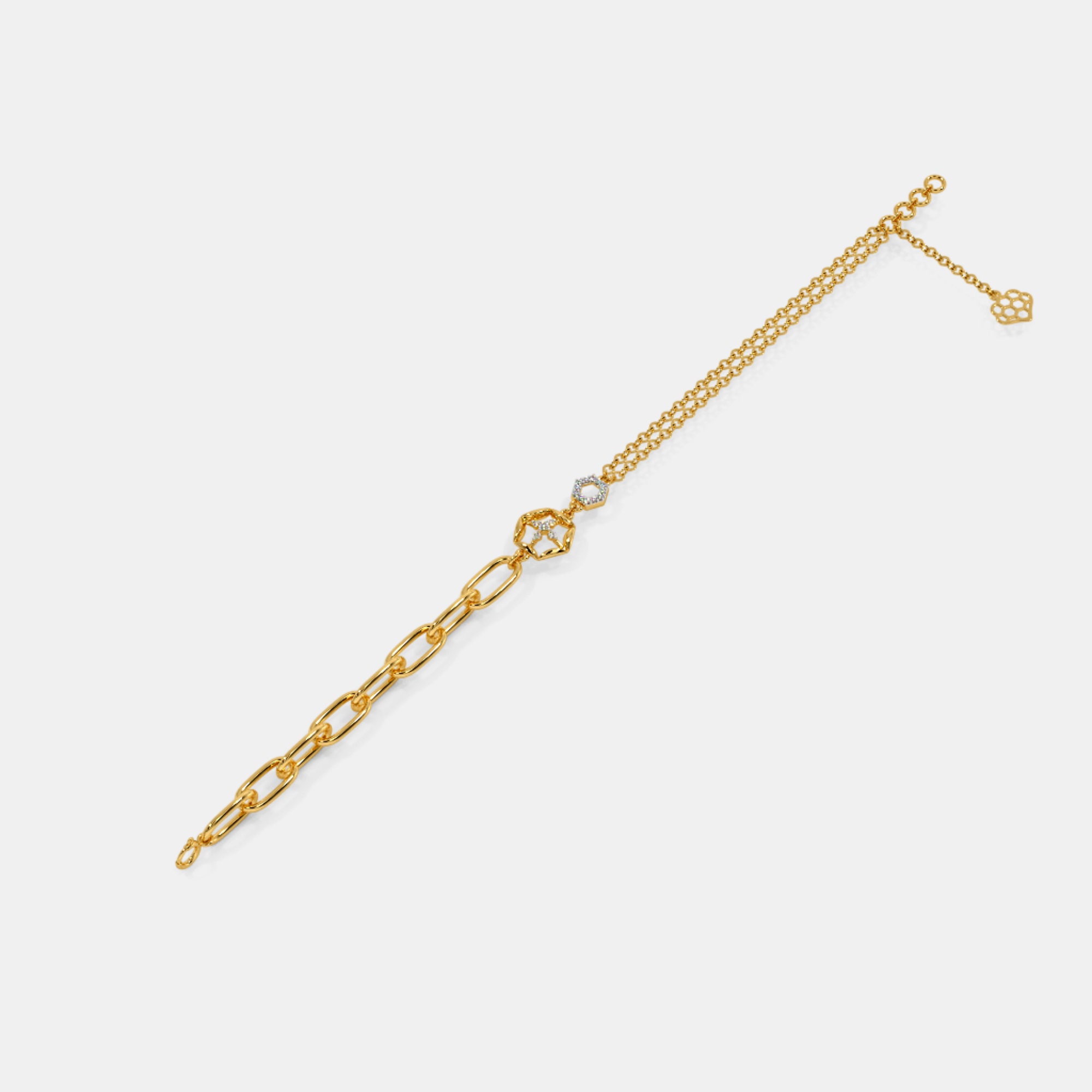 Gold Bracelet 18k Gold Mixed Link Bracelet Gold Chain Bracelet