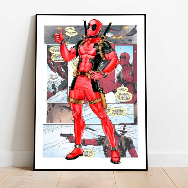 Deadpool download print, digital superhero poster, printable superhero art for nursery