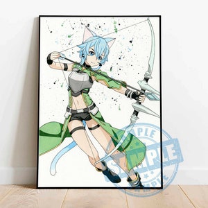 Sinon digital print download, sao watercolor digital print, sao poster, Sword art online