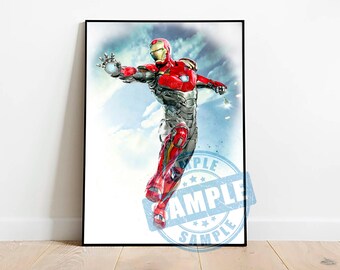 Ironman watercolor print, digital superhero poster, printable superhero art for nursery