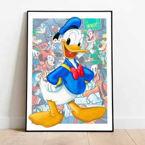 Donald duck download print, donald watercolor art poster for kids room wall decor