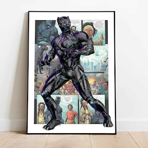 Black panther download print, digital superhero poster, printable superhero art for nursery
