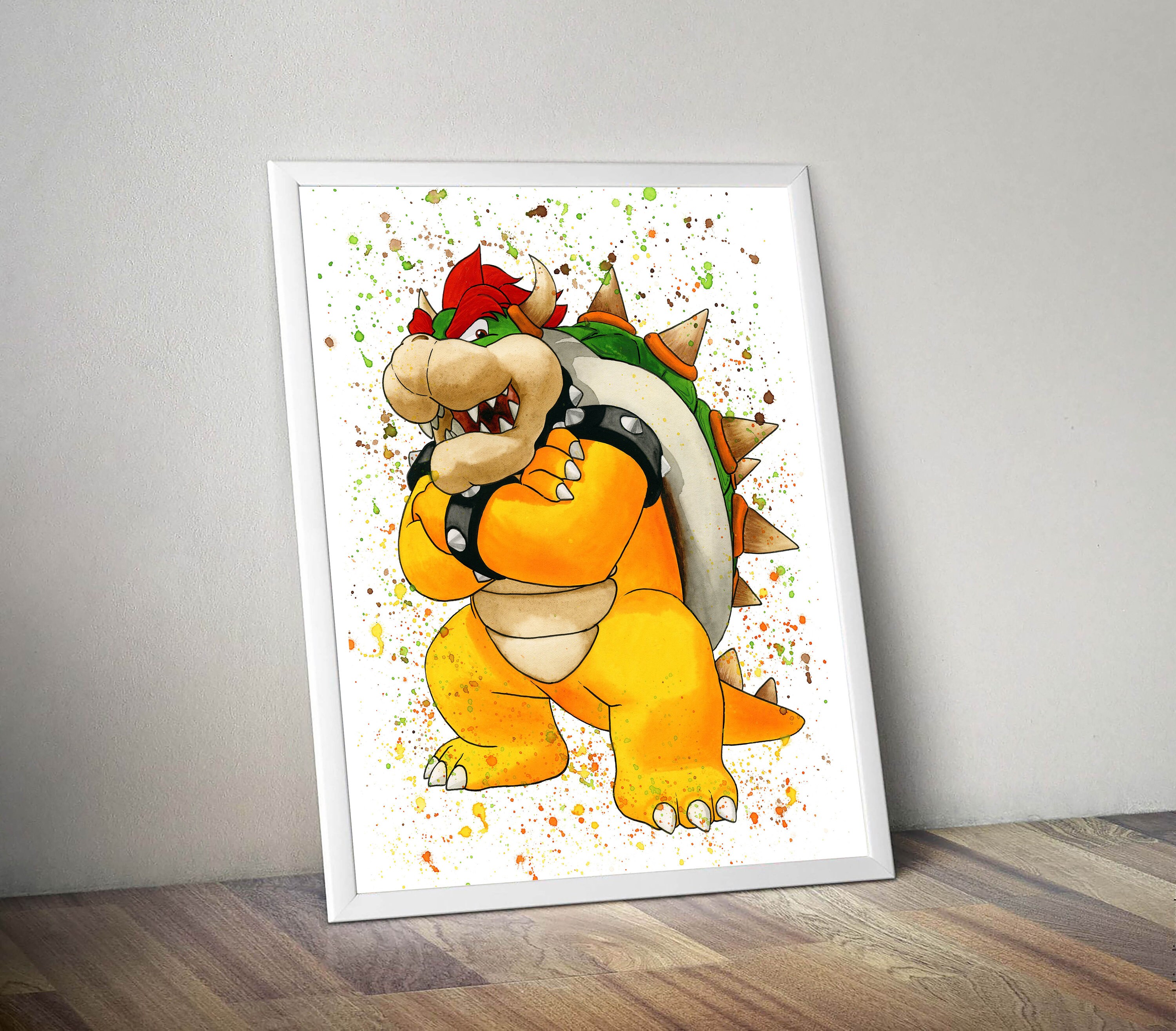 Super Mario Download Print, Dragon Print Watercolor Art Poster for Kids ...