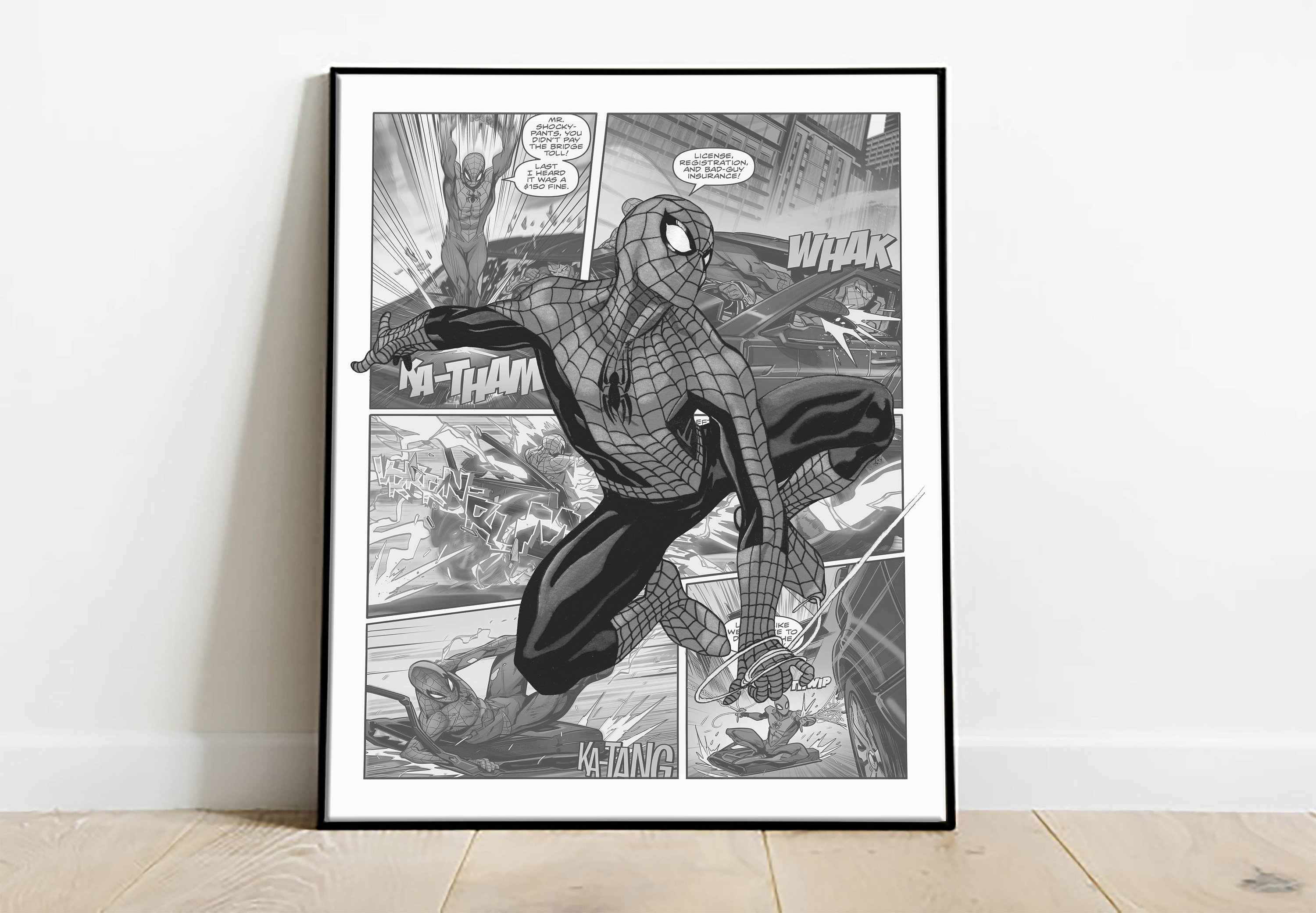 Spiderman Comic Art Black And White